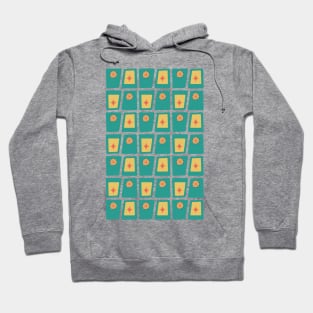 Mid Century Funky Blocks 2 in Charcoal, Teal, Yellow and Orange Hoodie